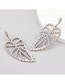 Fashion Black Alloy Diamond Leaf Cutout Earrings