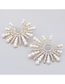 Fashion Color Sunflower Alloy Diamond Imitation Pearl Earrings