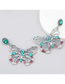 Fashion Rose Red Alloy Diamond Butterfly Hollow Earrings