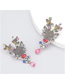 Fashion Pink Imitation Pearl Alloy Diamond Acrylic Elk Christmas Earrings