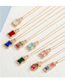 Fashion Round Pink Green Geometric Alloy Necklace With Diamond Imitation Gemstone Pendant