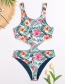 Fashion Printing Printed Open Back Cutout Swimsuit