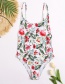 Fashion White Flower Print Open Back One-piece Swimsuit