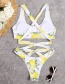 Fashion Lemon Lemon Print Cutout Strap One-piece Swimsuit