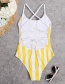 Fashion Red Striped Halter Rope Lace One-piece Swimsuit