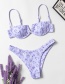 Fashion Purple Floral Print Split Swimsuit