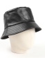 Fashion Navy Pu Leather Light Board Double-sided Fisherman Hat