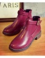 Fashion Red Martin Boots With Thick Heel And Round Toe Mid-heel Zipper Belt Buckle
