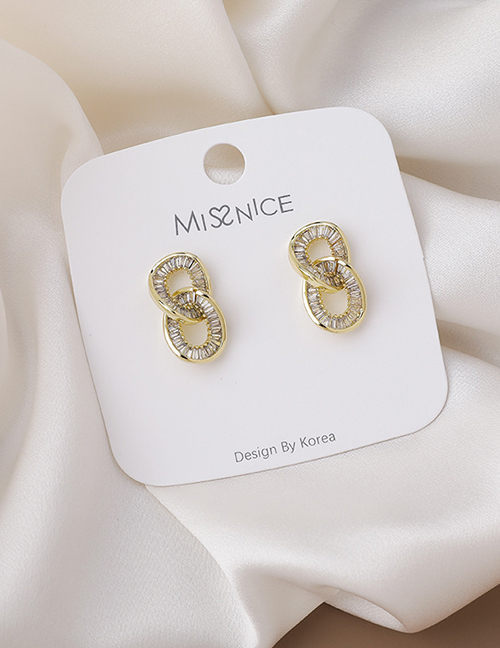 Fashion Gold Color Ring Interlocking Zircon Earrings
