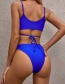Fashion Sapphire Solid Color Bandage Knotted Swimsuit