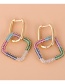 Fashion Color Geometric Square Alloy Diamond Earrings