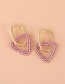 Fashion Rose Red Geometric Triangle Alloy Diamond Earrings