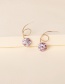 Fashion Purple Flower Shell Print Pendant Pearl Earrings