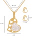 Fashion Suit Geometric Carved Heart-shaped Hollow Necklace Earrings