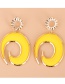 Fashion Yellow Plant Leaf Geometric Alloy Earrings