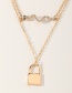 Fashion Golden Double Lock Serpentine Necklace With Diamonds