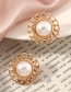 Fashion Golden Geometric Pearl Flower Hollow Alloy Earrings