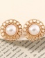 Fashion Golden Geometric Pearl Flower Hollow Alloy Earrings