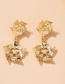 Fashion Golden Inlaid Pearl Flower Hollow Alloy Earrings