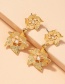 Fashion Golden Inlaid Pearl Flower Hollow Alloy Earrings