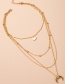 Fashion Golden Crescent Disc Alloy Multilayer Necklace