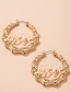 Fashion Golden Bamboo Letter Alloy Hollow Earrings