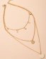 Fashion Golden Hollow Disc Pendant Alloy Multilayer Necklace