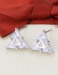 Fashion Platinum Plated Copper Inlaid Zircon Triangle Hollow Earrings