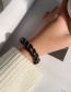 Fashion Brown Leather And Metal Winding Geometric Open Bracelet