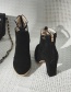 Fashion Black Pointed Suede High Heel Zip Martin Boots