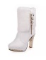Fashion White Platform High-heeled Rhinestone Pointed Toe Plush Boots