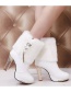 Fashion Black Platform High-heeled Rhinestone Pointed Toe Plush Boots