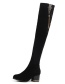 Fashion Black Chunky Heel Rhinestone Side Zip Over The Knee Martin Boots