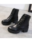 Fashion Black Round Toe Non-slip Lace-up Mid-tube Thick Heel Zip Martin Boots