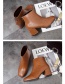 Fashion Brown Chunky High Heel Square Toe Anti-skid Rear Zipper Martin Boots