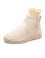 Fashion Beige Martin Boots With Round Toe Flat-bottom Non-slip Middle Tube Wool Yarn Mouth