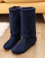 Fashion Black Round-toed Suede Non-slip Over The Knee Boots