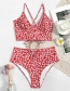 Fashion Red High-waisted Floral Print Tie Split Swimsuit