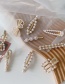 Fashion Gold Color Bowknot Pearl Hollow Metal Edge Flower Geometric Hairpin