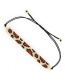 Fashion Rivet Orange Leopard Pattern Diamond Rice Beads Handmade Beaded Braided Bracelet