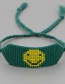 Fashion Green Rice Beads Handmade Beaded Smiley Bracelet