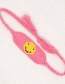 Fashion Pink Rice Beads Handmade Beaded Smiley Face Bracelet