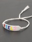 Fashion White Rice Beads Hand-woven Beaded Letter Bracelet