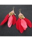 Fashion Red Triangle Feather Long Tassel Alloy Earrings