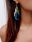 Fashion Blue Triangle Feather Long Tassel Alloy Earrings