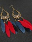 Fashion Red Feather Tassel Long Beaded Earrings