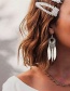Fashion White Alloy Flower Feather Tassel Drip Earrings