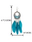 Fashion Black Alloy Flower Feather Tassel Drip Earrings