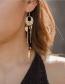 Fashion Black Alloy Feather Tassel Long Earrings