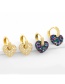 Fashion Dark Blue Diamond Geometric Love Heart Copper And Zircon Earrings